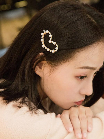 Hollow Faux Pearl Hair Clip Beaded Hair Clip