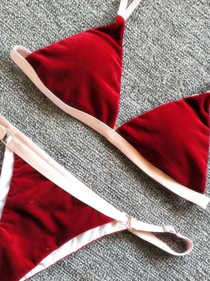 Triangle Top Contrast Bikini Swimsuit