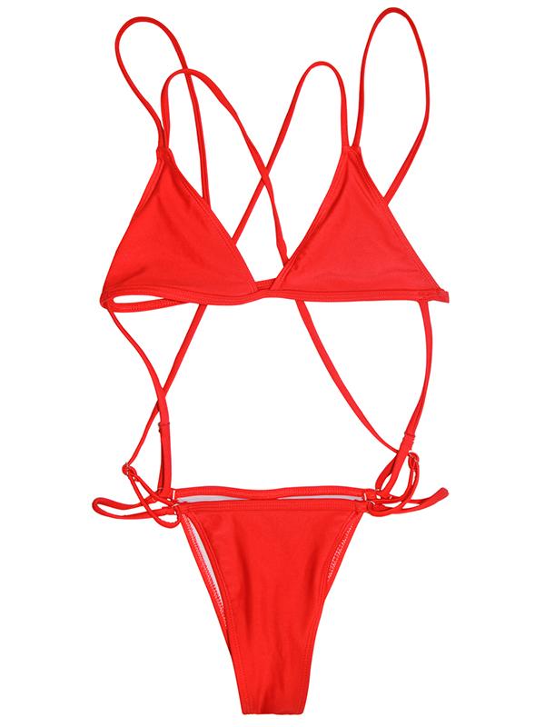 Triangle Plain Bikinis Swimwear