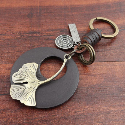 Buykud Ginkgo Leaf Simple Personality Retro Car Key Rain
