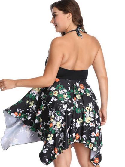 Plus Size Floral Skirt Swimwear