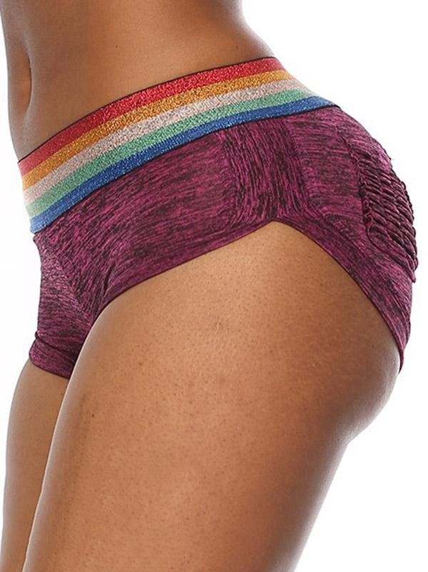 Sexy Contrast Color Wrap High-Waisted Sports Shorts