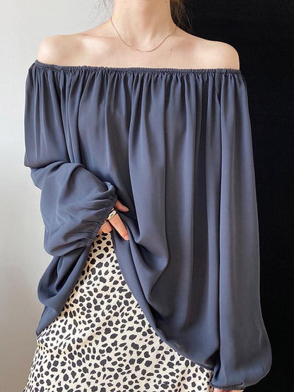 Loose Off Shoulder Chiffon Blouses