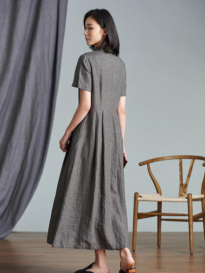 Elegant Linen Slim Long Dress