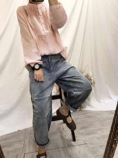 Casual Linen Embroidered Blouses