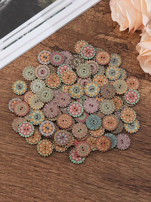 Bohemia Printed Wooden  Sewing Buttons