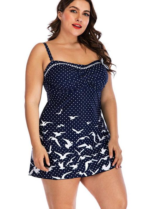 Plus SIze Polka Dot Tankini Swimsuit