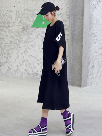 Original Letter Printed Split-Front Dress