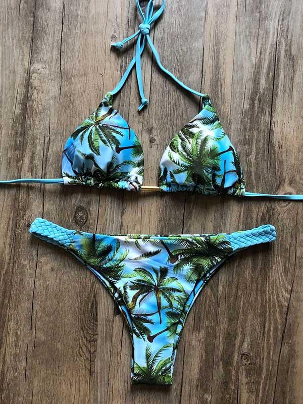 Printed Triangles Triangles Split Bikini Swimsuit