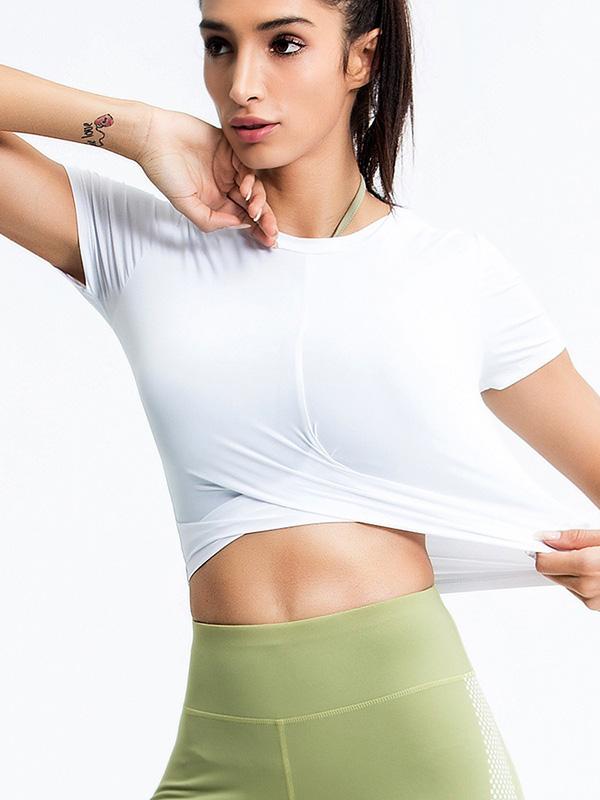Solid Quick Dry Sports T-Shirt Yoga Tops