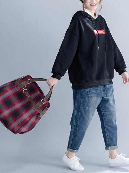 Loose Letter Printed Hooded Sweatshirt