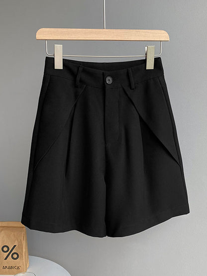 Original Solid Color High-Waisted Wide-Leg Column Shorts