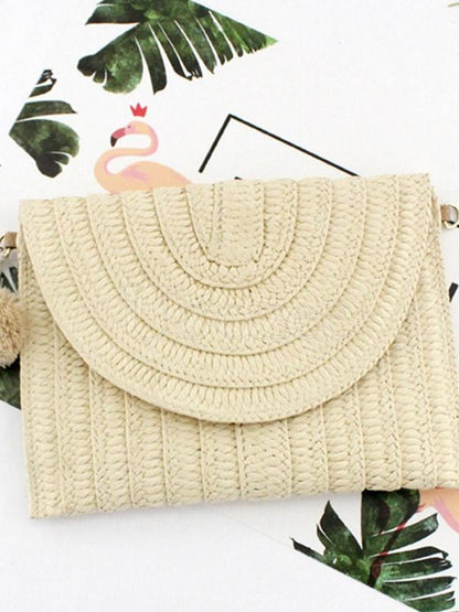 Solid Fuzzy Ball Weaving Sling Bag