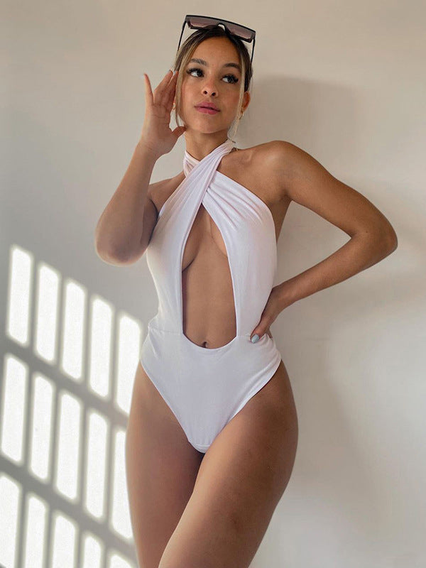 Halter-Neck Hollow Sleeveless Bodysuits