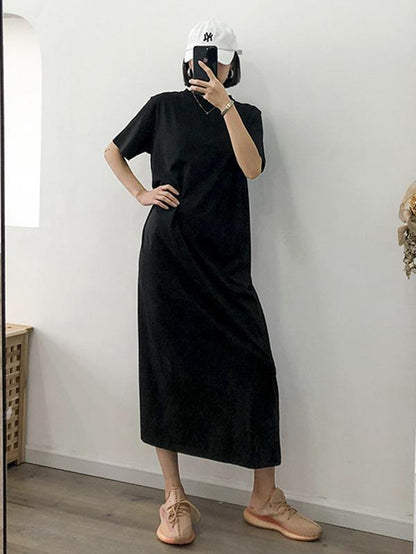 Loose Black Split-side Long Dress