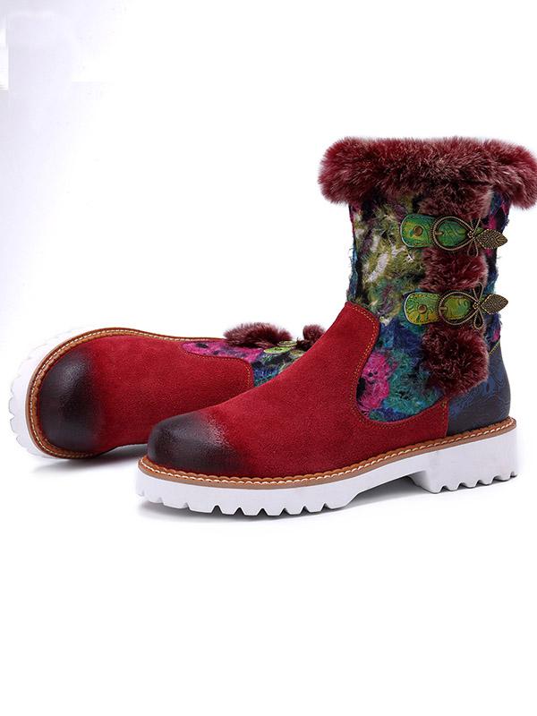 Bohemia Vintage Warm Leather Booties