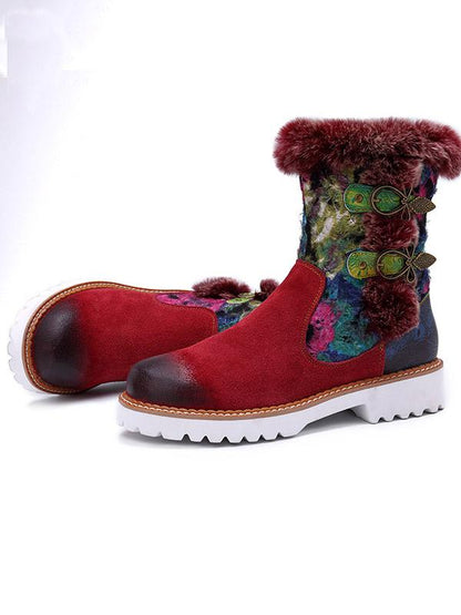 Bohemia Vintage Warm Leather Booties