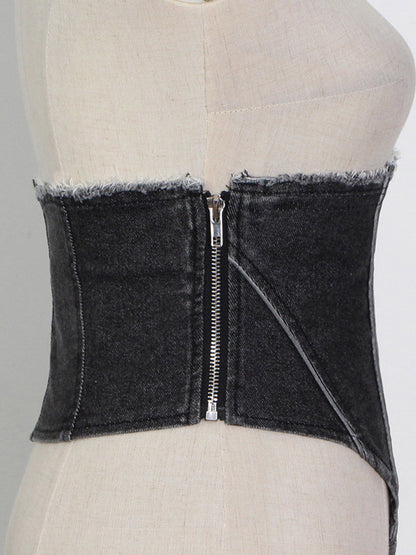 Stylish Denim Split-Joint Vest Tops