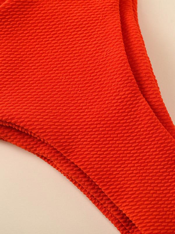 Gathered Tiered Bandeau Split Bikini Swimsuit