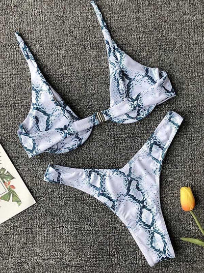 Snakeskin&Leopard Underwired Bikinis Swimwear