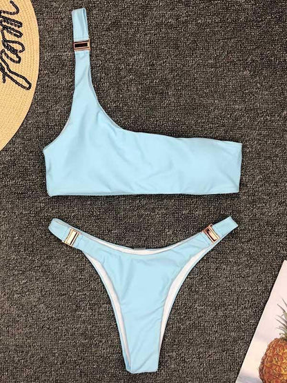 One Shoulder Top With High Cut Bikini