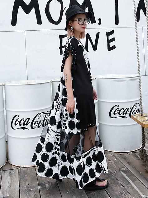 Loose Split-joint Lacy Long Dress