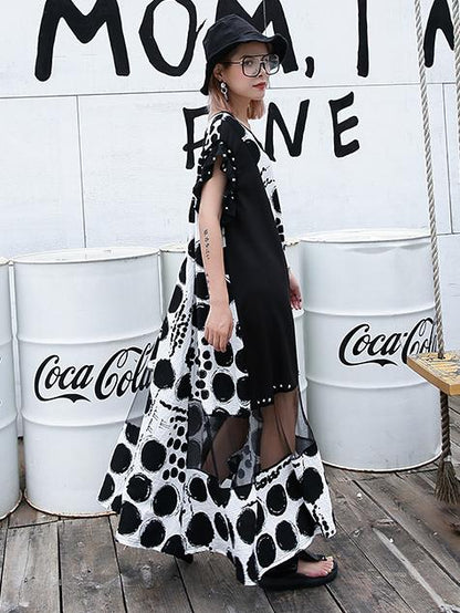Loose Split-joint Lacy Long Dress