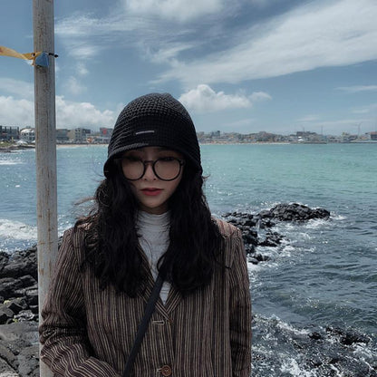 Buykud Casual Solid Color Sunscreen Knit Hat