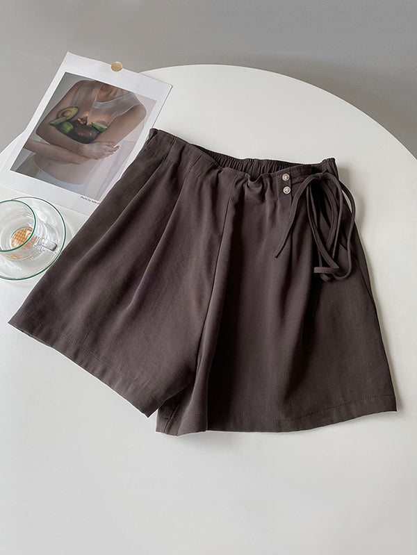 Cuprammonuium Bandage High-Waisted Wide-Leg Shorts