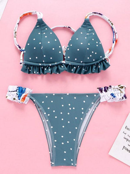 Polka-Dot Triangle Top With Panty Bikini Set