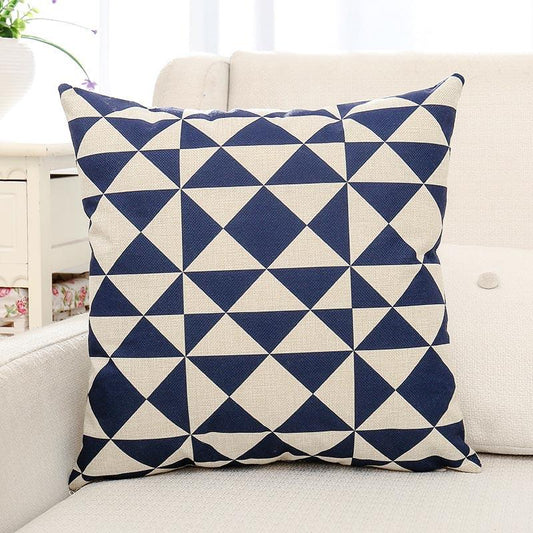 Blue Geometric Printed Cushion Pillow