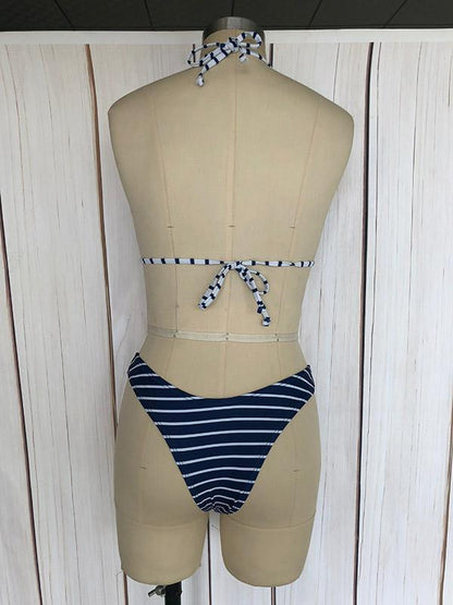 Triangle Striped Bikinis Swimwear