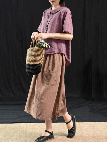 Vintage Casual Linen Skirt
