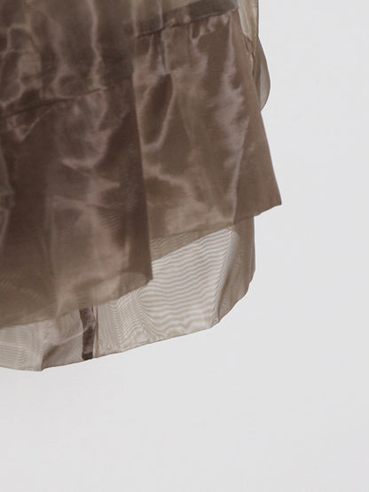 Fashion Solid Color Split-Joint A-Line Bubble Skirt