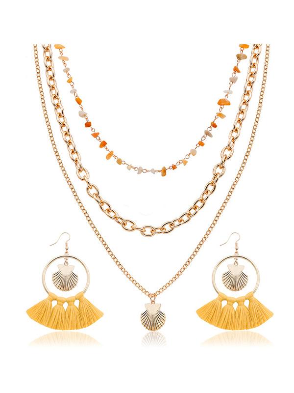 Shell  Tassel Earring And Necklace Accessories