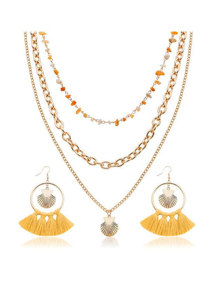 Shell  Tassel Earring And Necklace Accessories
