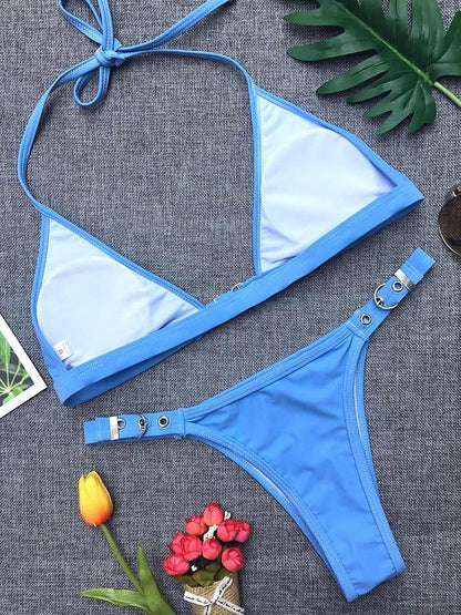 Sexy Backless Plain Bikinis Swimwear