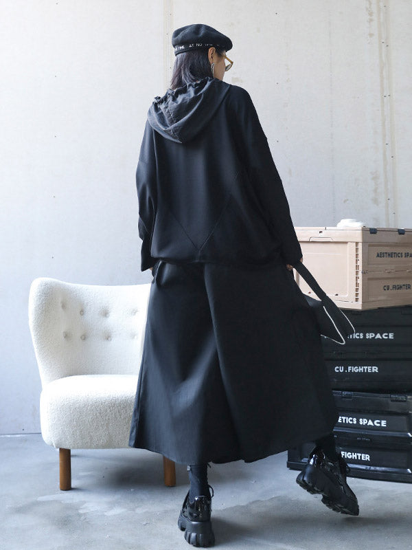 Casual Hooded Drawstring Split-Joint Hoodies&Sweatshirt Tops