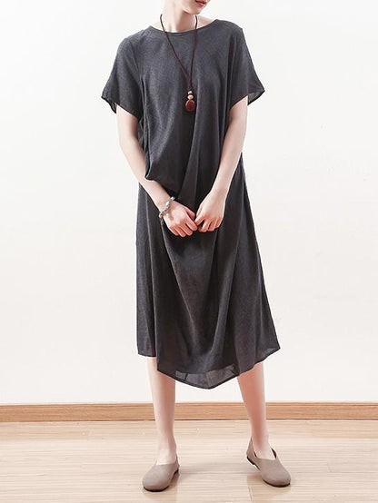 Summer Asymmetric Round-neck Dress