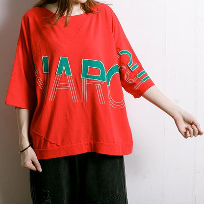 Embroidered And Half-Applique Letters T-Shirt