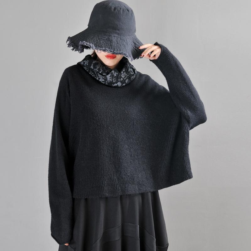 Buykud Jacquard Neckline Winter Solid Color Turtleneck Sweater