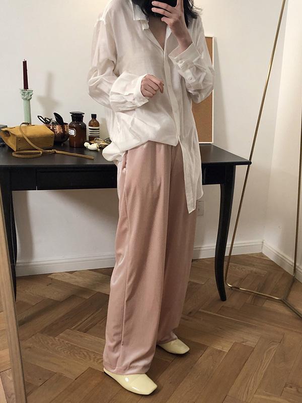 Velvet Wide-leg Loose Solid Empire Pants