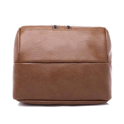 Women PU Leather Multi-pocket Backpack Solid Shoulder Bag
