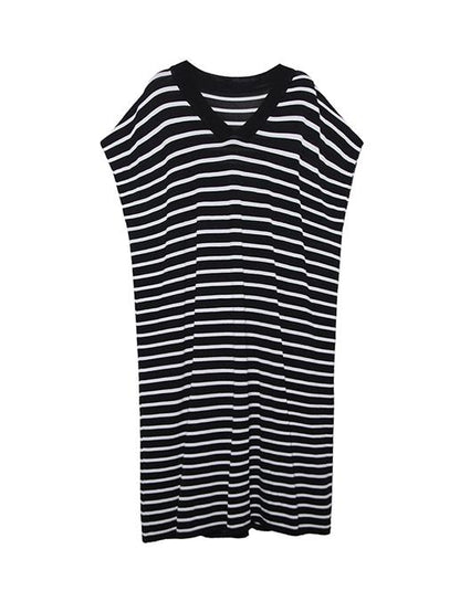 Striped V-neck Dress