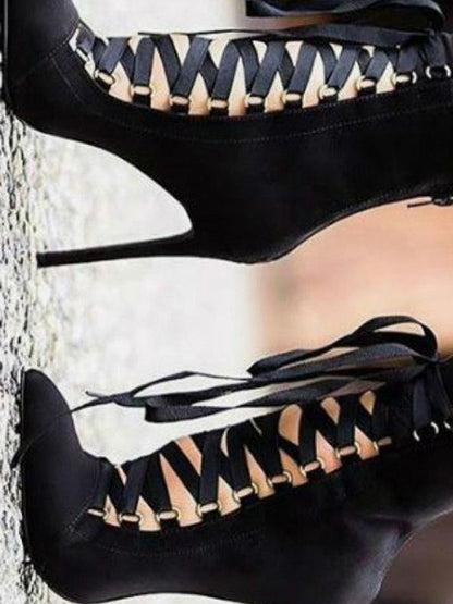 Bandage Hollow High Heel Booties