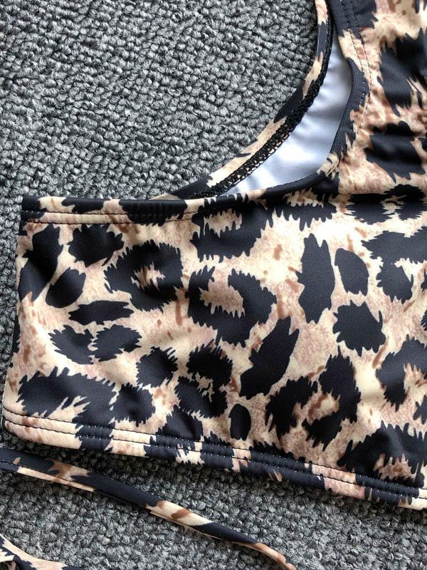 Sexy Leopard Print Bandge Bikinis Swimsuit