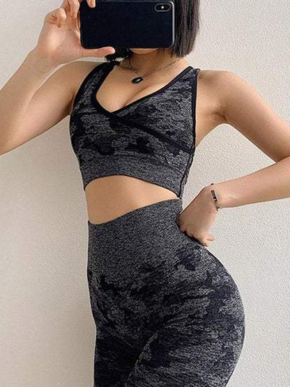 Solid Camouflage Wrap Yoga Bra