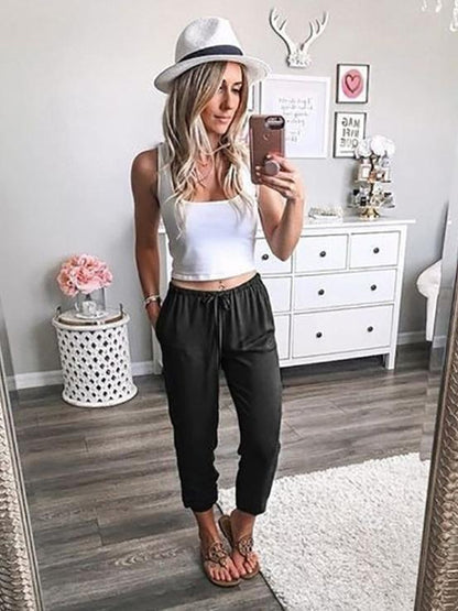 Elastic Waist With Bandage Athletic Pants