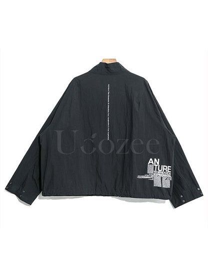 Boyfriend Style Floral Printed Zipper Jacket