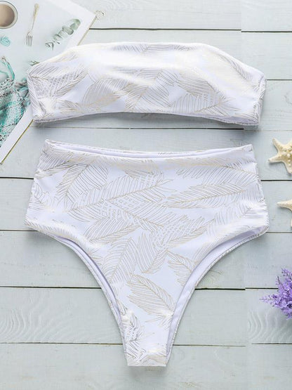 Sparkle Bandeau High Waisted Bikinis Swimwear